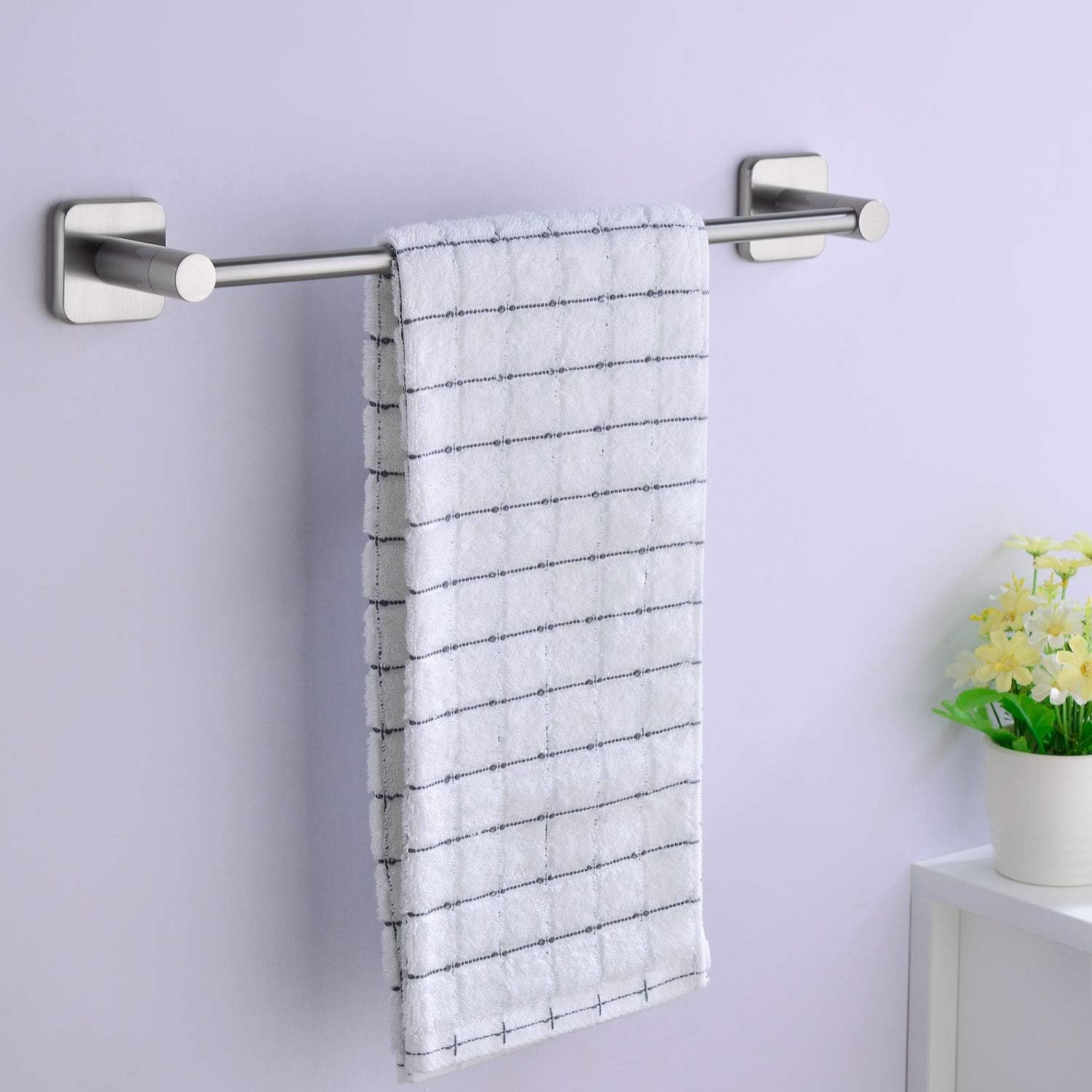 HANEBATH 4-Piece Bathroom Hardware Accessories Set Complete, Brushed Nickel, Wall Mounted Towel Bar, Towel Ring, Toilet Paper Roll Holder, Robe Hook: Home & Kitchen