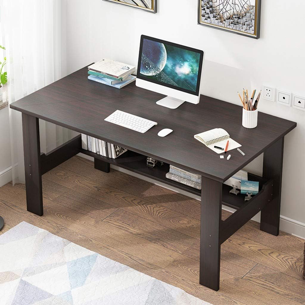 【US Fast Shipment】 Luonita Writing Computer Desk Modern Simple Study Desk Industrial Style Workstation Laptop Table with Storage Shelf