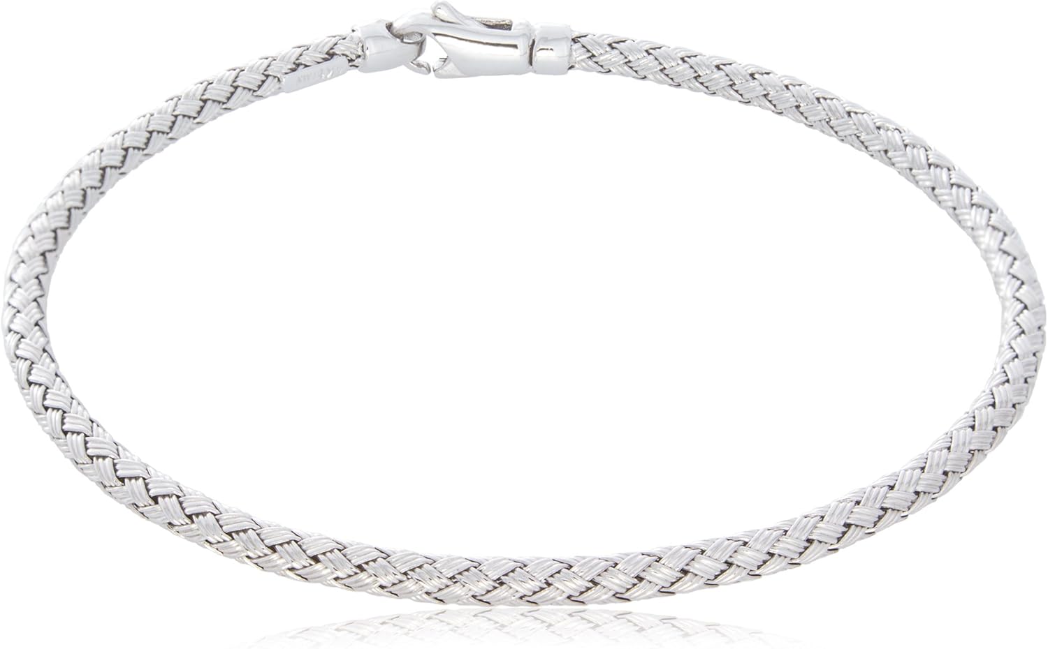 14K White Gold 3mm Bracelet in Braided Wheat Chain Design Luxurious Weave Rope