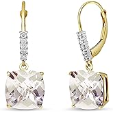 Galaxy Gold GG 14k Solid Gold Leverback Earrings with Natural Diamonds and White Topaz