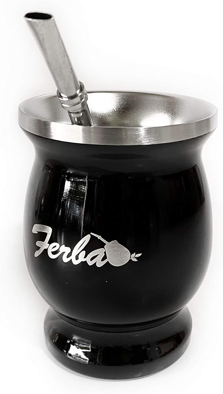 Yerba Mate Natural Gourd/Tea Cup (Traditional Mate Cup 8 Ounces) Includes Bombilla (Yerba