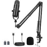 ZealSound Podcast Microphone with Noise Reduction for PC, iPhone &amp; Android | Adjustable Boom Arm, Mute, Volume &amp; Echo Controls, Zero-Latency Monitoring for Podcasting, Meetings, YouTube, TikTok &amp; Zoom