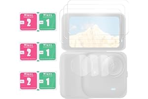 3 Set Lens Screen Protector for Insta360 Go Ultra, HD Tempered Glass Screen Cover Cases Protector with Round & Rectangle Resi