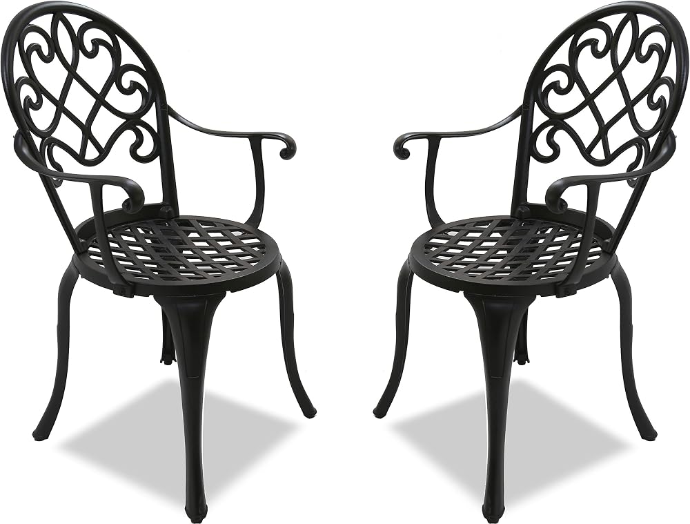 Centurion Supports Prego 2 Large Bistro Chairs Black Aluminium Armrests