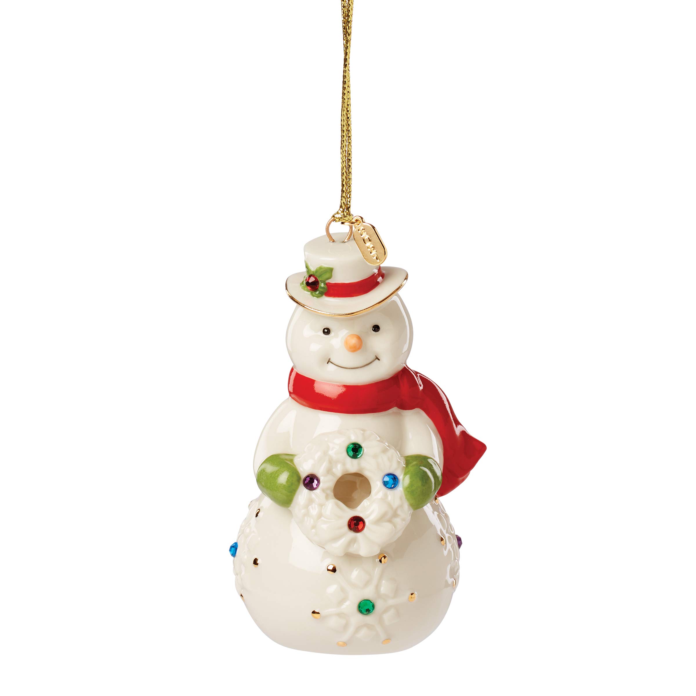Lenox 2021 Snowman Gem Ornament, Porcelain, Ivory, 0.4 LB