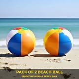 SHATCHI 2 Pcs 16 Inch Rainbow Inflatable Beach Ball Multicolor Pool Toy view 4
