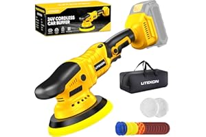 LITEKON Cordless Buffer Polisher Kit Compatible With De-Walt 20V Battery(No Battery), 2800-5800RPM High Power Orbital Car Polisher with Variable Speed, 21PCS Polishing Accessories, for Car Polishing/Waxing