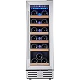 Kalamera Mini Fridge 18 Bottle - 12 inch Wine Cooler Refrigerator, Built-in or Freestanding, with Stainless Steel & Double-La
