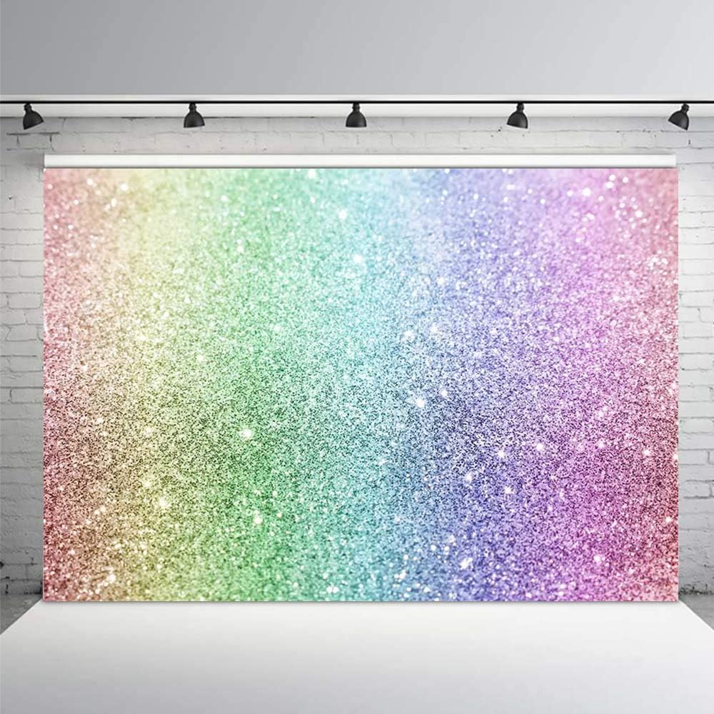 MEHOFOND 7x5ft Rainbow Bokeh Birthday Backdrop Sand Scale Dreamy Baby Kids Girl Birthday Party Shower Photography Backdrop Cake Table Banner Photo Studio Props - Image 3