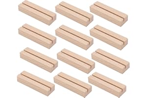 12Pcs 3.15Inch/8cm Wood Place Card Holders, Card Stand Table Number Holders Picture Holder for Wedding Party Events Display