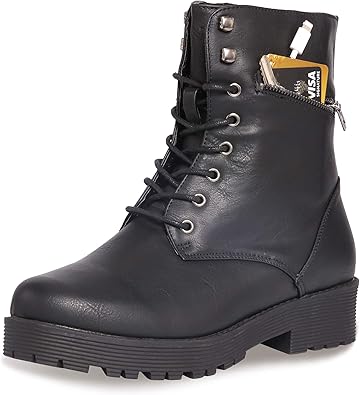 Amazon Com Cinak Military Combat Booties For Women Comfort Outdoor Waterproof Zipper Martin Booties Mid Calf Shoes Mid Calf