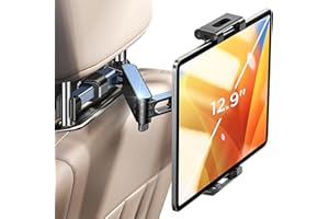 LISEN iPad Car Holder for Back Seat - Stretchable Headrest Mount, Road Trip Must-Have for Kids, Fits All 4.7-12.9" Devices