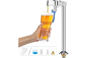 TYRRDE Glass Filler Faucet, 9-Inch Stainless Steel Push-Back Deck Mount Pedestal Water Station, Drinking Water Filling Faucet for Bar, Hotel, Restaurant, Cafe (White)