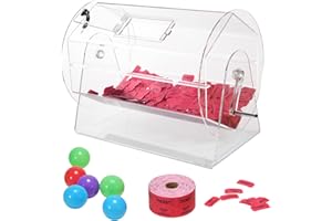 VEVOR Acrylic Raffle Drum, Holds 10000 Tickets or 300 Raffle Balls, Professional Raffle Ticket Spinning Cage with 2 Keys, Tra