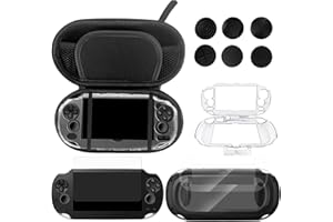 JDGPOKOO 10 in 1 Accessories Kit for PS Vita 1000, Carrying Case for PSV 1000, Protective Case, Front and Back Screen Protect
