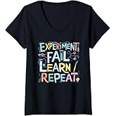 Womens Experiment Fail Learn Repeat V-Neck T-Shirt