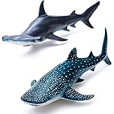 Gemini&Genius Whale Shark Hammerhead Shark Toys, Sea Animal Action Figures Ocean Model Toy Set for Play or Display, Gift, Educational, Role Play, Swim, Bath and Collection