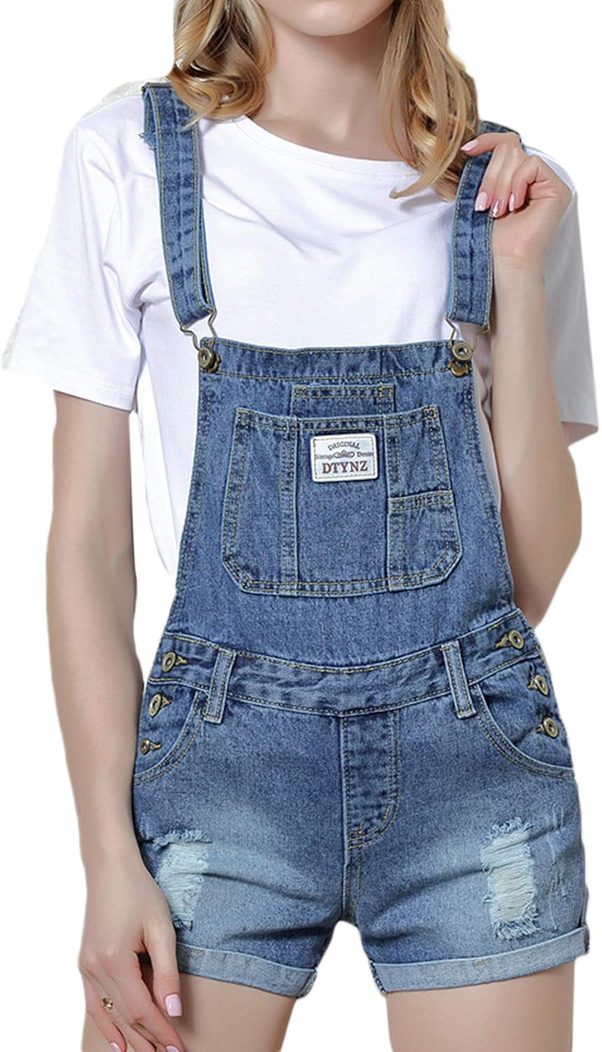 blue jean jumpsuit shorts