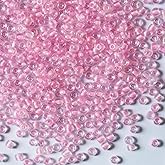 4mm Pink Seed Beads for Jewelry Making 200 Grams About 3380 pcs,6/0 Glass Craft for Making Earrings, Bracelets, Pendants, Waist Jewelry, DIY Handmade Seed Beads (Pink)