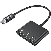 Cubilux USB C Microphone Adapter with Dual 3.5mm TRS Mic Input & Headphone Monitoring, for iPad, iPhone 16/15 Series, Android