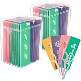 ZhouBoat 100pcs Individually Wrapped Dental Floss Picks for Travel | Oral Care Flossers for Adults Teeth Cleaning, Floss Singles Bag, Travel Hotel Restaurant Office Car Dental Floss