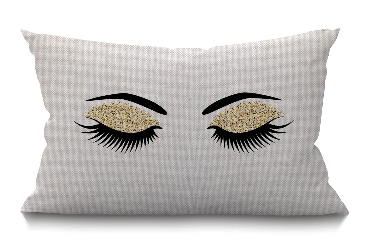 BGBDEIA Eyelashes Cushion Cover Home Decorative Throw Pillow Covers Pair of Black Eyelashes Waist Lumbar Cotton Linen Throw Pillow case Sofa Home Decorative Rectangle Oblong 12x20 Inches 30 x 50 cm