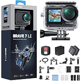 AKASO Brave 7 LE 4K30FPS 20MP WiFi Action Camera with Touch Screen EIS 2.0 Zoom Remote Control 131 Feet Underwater Camera with 2X 1350mAh Batteries Support External Microphone Vlog Camera