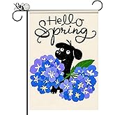 BlissYard Hello Spring Garden Flag 12x18 Inch Double Sided Puppy Welcome Small Flags For Outside Outdoor Decor Farmhouse Holiday Spring Summer Seasonal Decorations Yard Flags