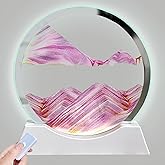 Aoderun 7" Moving Sand Art Liquid Motion with Light 3 Color Changing Moving Sand Art Picture Round Glass 3D Deep Sea Sand Art Sandscapes for Adult Relaxing Toys Desktop Home Office(Pink)