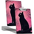 A4 Size Clipboard with Hanging Hook and Low Profile Clip, Plastic Nurse Clipboard Writing Drawing Board with Double-Side Cat Pink Nebula Print for Woman Kids Office School Use