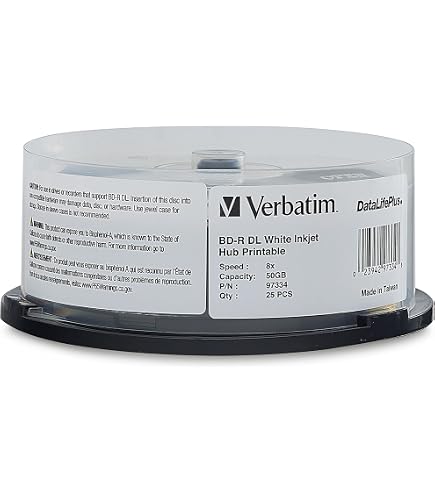 Verbatim BD-R Dual Layer Blu-ray Discs 50GB 6X Speed - 5-Pack With Jewel Cases For Archiving