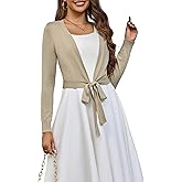 VOIANLIMO Women's Cardigan Knit Sweaters Long Sleeve Cropped Tie Front Bolero Shrug for Dresses S-XL