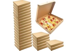 PETIT MANON Large Pizza Boxes,12 x 12 x 1.77 Inches Cardboard Pizza Boxes Keeps Pizza Fresh,25 PCS Kraft Corrugated Pizza Boxes Empty Pizza Boxes for Pizzerias Restaurants Takeout Party Favors