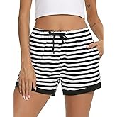 Frcdaunrs Cotton Pajama Shorts for Women Soft Sleep Shorts Casual Elastic Waist Pj Bottoms with Drawstring & Pockets