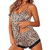 Ekouaer Satin Pajamas Women Lace Sleepwear Lingerie Cami Shorts Set Nightwear XS-XXL