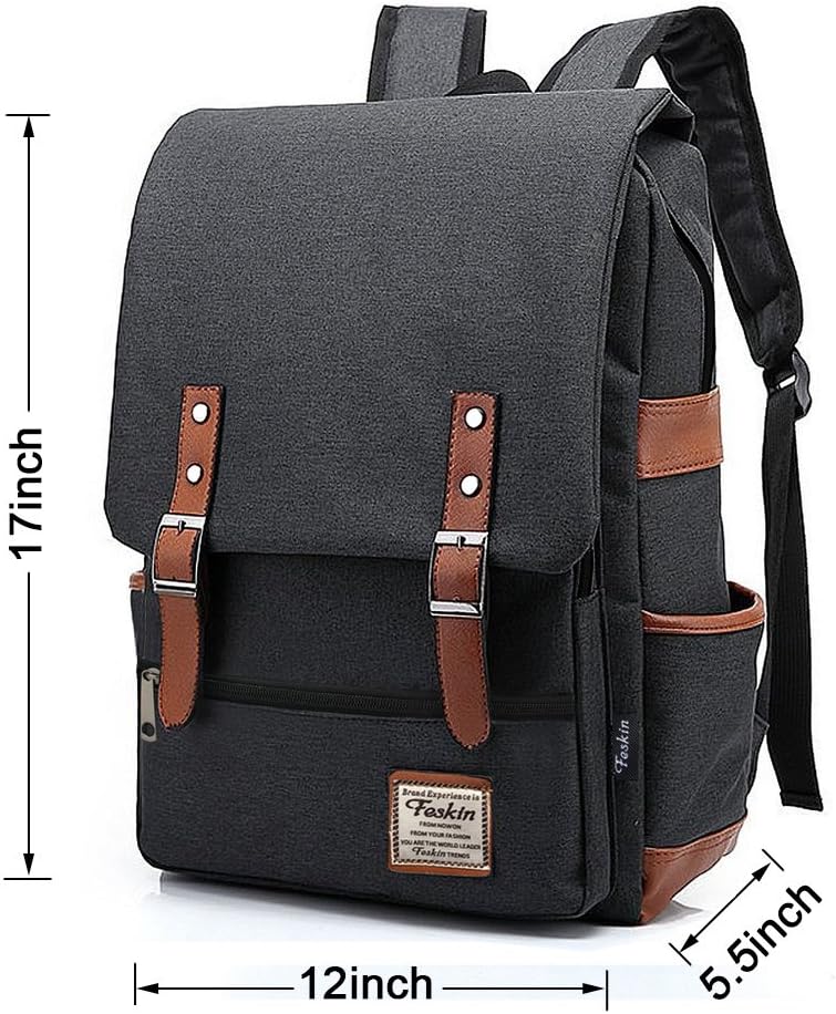 Professional Slim Laptop Backpacks, FEWOFJ Travel Daypack Casual business College Rucksack for Men Women Work, Macbook, Tablet - Black - Image 5