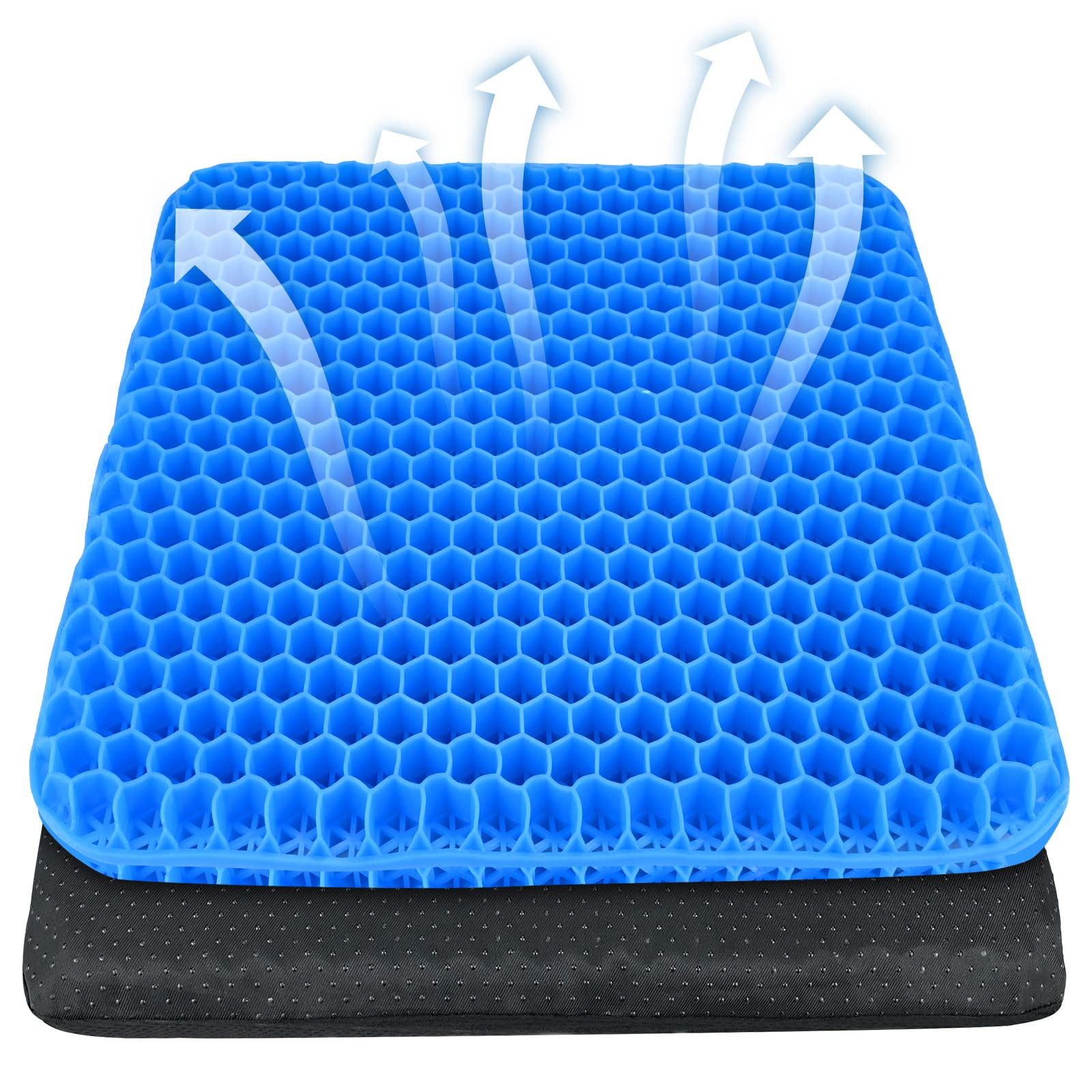 Gel Seat Cushion - Soft Sitter Honeycomb Cushions Double Thick Gel Cushion with Cloth Cover, Cooling & Ergonomic Support Pressure Cushion, for Office Chair, Wheelchair and Car Seat Pads- 42x35x3.5cm