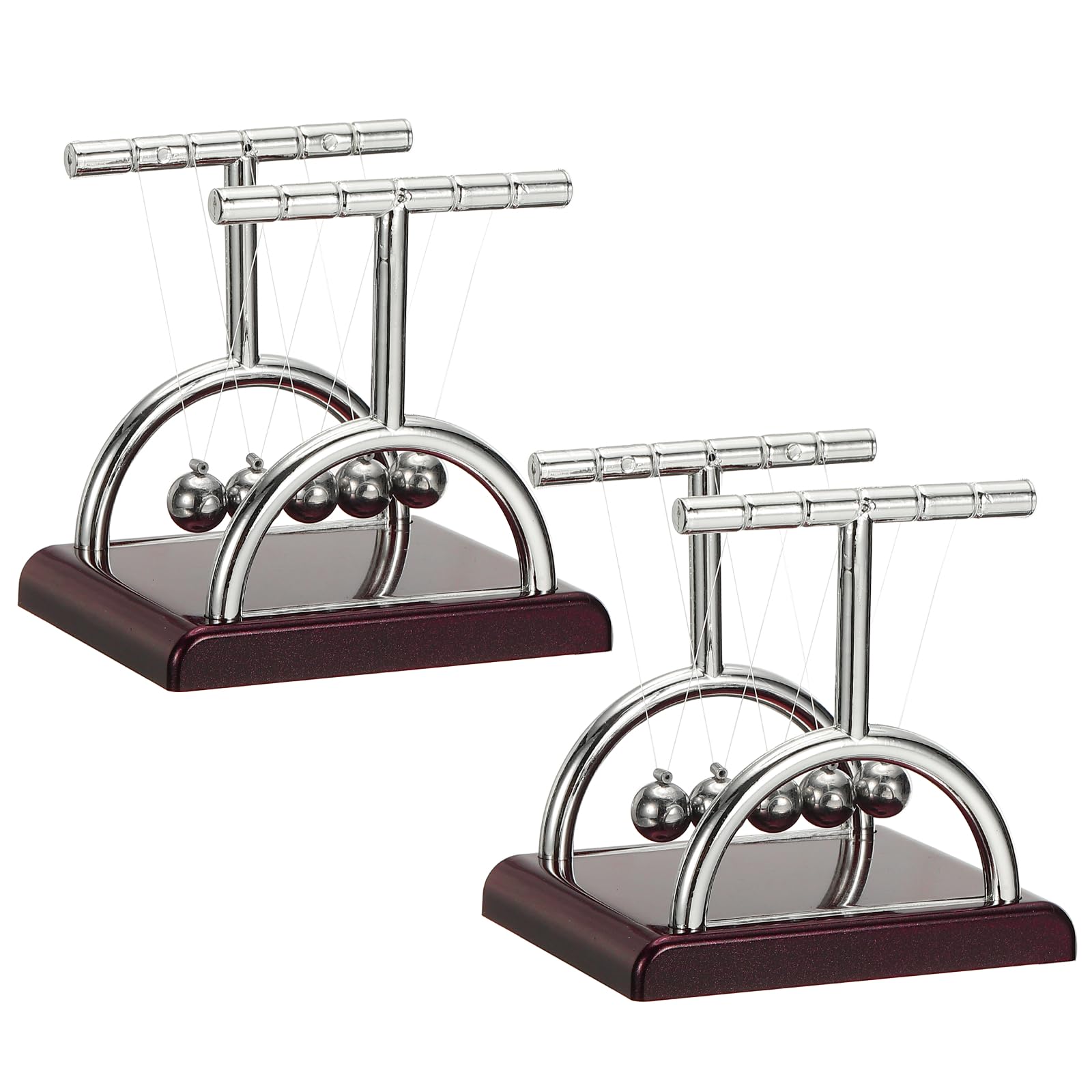 PATIKIL 2 Pack Newtons Cradle, Newton's Cradle Pendulum 5 Balance Balls Desk Toys Gravity Ball Cool Funny for Physics Toys Adults Science Men Office Desk Decor Home Gift, T-shaped, S
