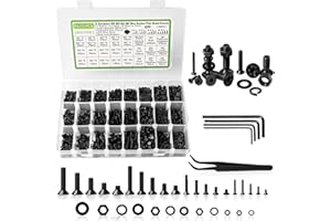 K Kwokker 2410Pcs M2 M3 M4 M5 Nuts and Bolts Assortment Kit 4MM to 20MM Upgraded Zinc Plated Hex Flat Head Cap Metric Machine Screws, 10.9 Alloy Steel Bolts and Nuts Kit w/Lock Washers for Screws