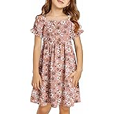 blibean Girls Summer Dress Tween Floral Boho Dresses Size 4-13 Years