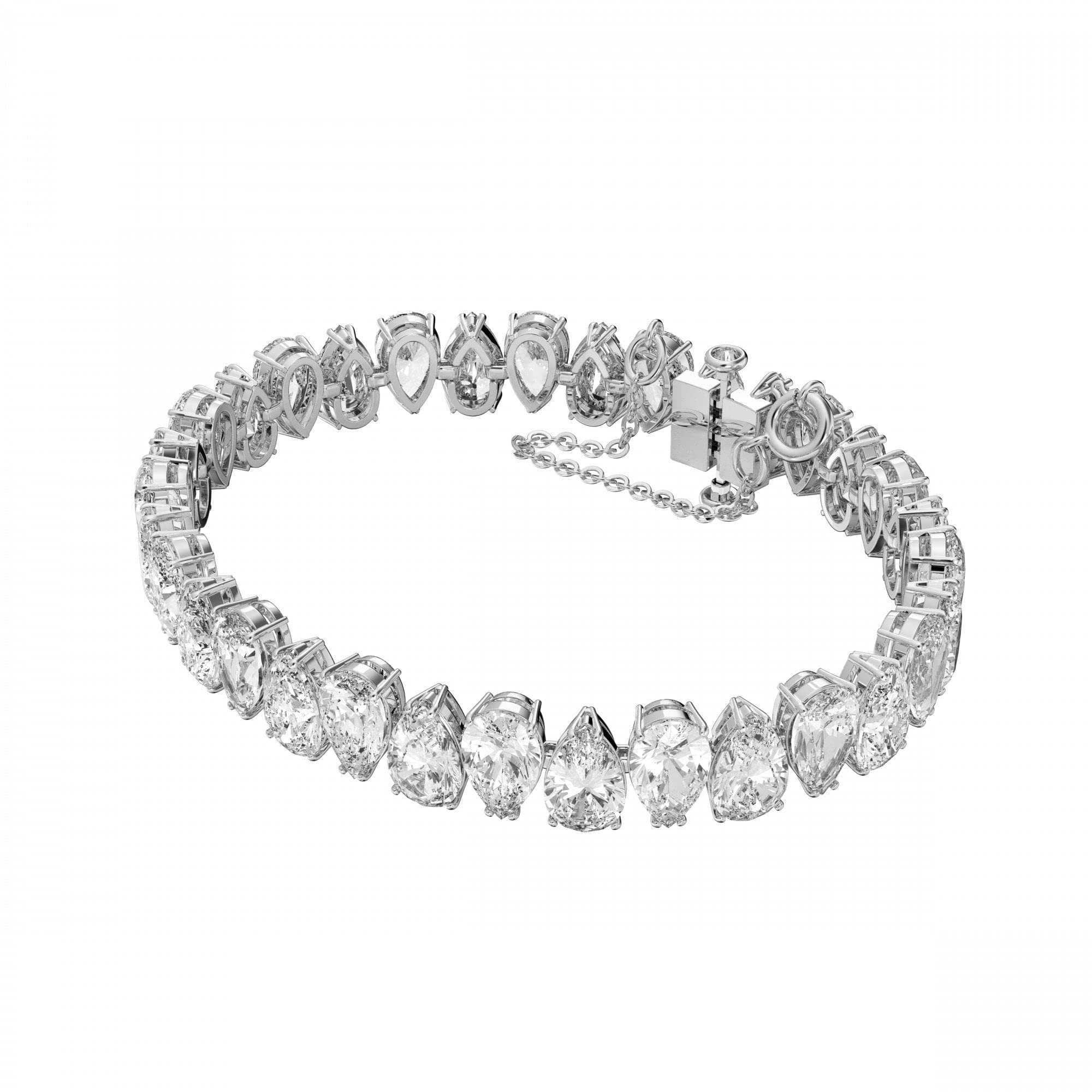 Swarovski Matrix Bracelet, Pear cut Zirconia, Clear, Rhodium Finish