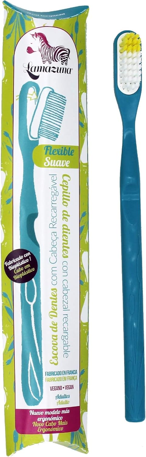 Lamazuna Cepillo de dientes reutilizable de bioplástico de dureza media 50 ml