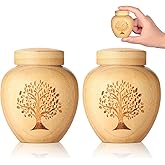 Small Urns for Human Ashes Made of Bamboo Set of 2,Mini Cremation Urns for Human or Pet Ashes,Decoration Urns Ashes Container with Tree of Life Pattern Engraved
