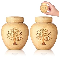 Small Urns for Human Ashes Made of Bamboo Set of