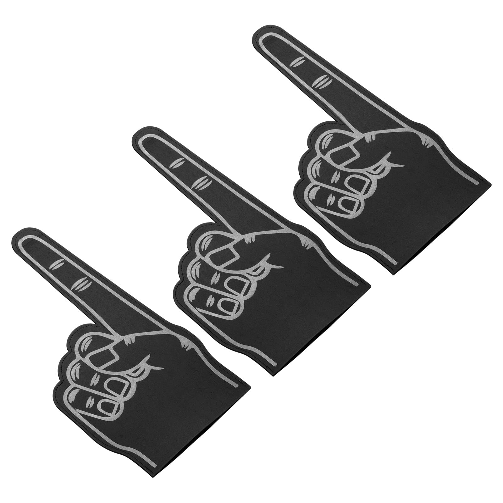 PATIKIL Foam Finger 18 Inch, 3 Pack Number 1 DIY Foam Hand Cheerleading for Athletics Sport Game Events, Black