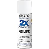 Rust-Oleum Painter's Touch 2X Ultra Cover Spray Primer, Flat White | Indoor and Outdoor Surfaces (Metal, Wood, Plastic), Fast Dry, Durable, Sprays from Any Angle, Comfort Tip, Oil Based