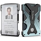 Minimalist Wallet for Men- Slim Aluminum Metal Money Clip Wallet with Clear ID Card Holder, Carbon Fiber Wallet, RFID Blocking,Holds up 15 Cards with Cash Clip,Ultra-Thin Tactical Wallet-Gradient Grey