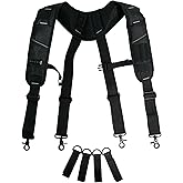 KUNN Tool Belt Suspenders Padded Carpenter Construction Electrician Work Suspender with Attachment Loops for Men,Black