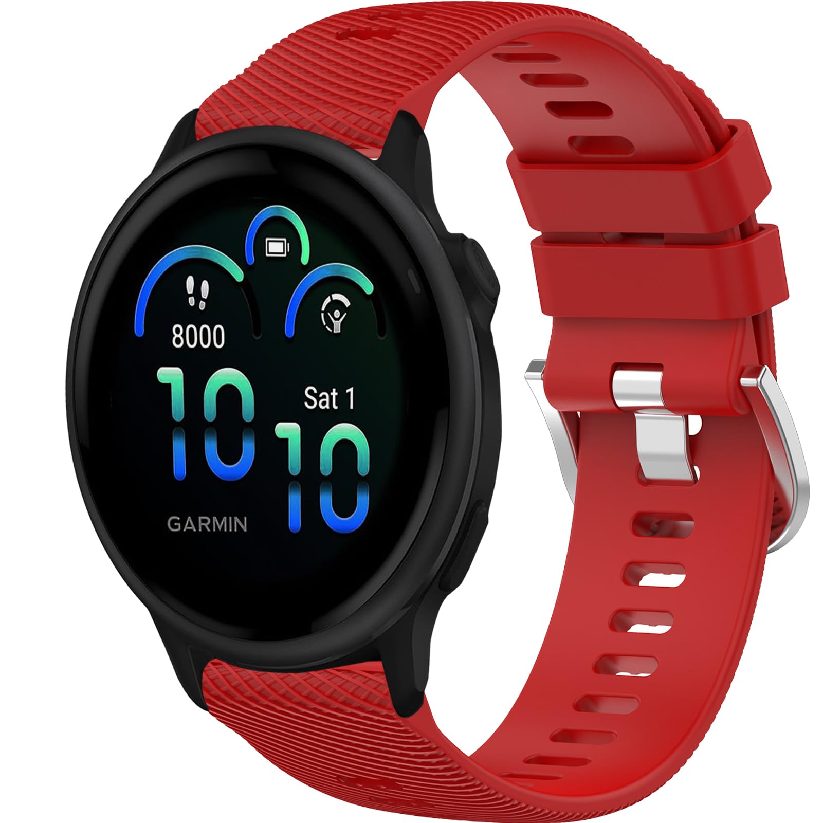 Wownadu 20mm Watch Strap Compatible for Garmin Vivoactive 6/5/3 Straps, Replacement Silicone Band Compatible for Polar Ignite 3/2/1, Unite/Pacer, Red (No Watch)