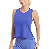 JOYSPELS Ice Silk Crop Workout Tank Tops for Women Cool-Dry Sleeveless Loose Fit Yoga Shirts